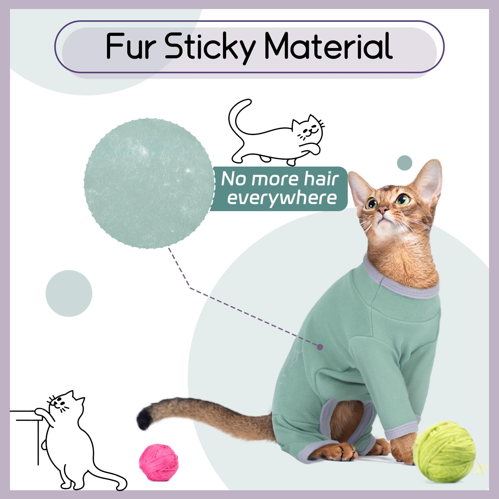 Jersey Gato, Ropa Invierno Sudadera Oara Pijama Camiseta Recuperación Gato Chaleco(Verde Claro, L)