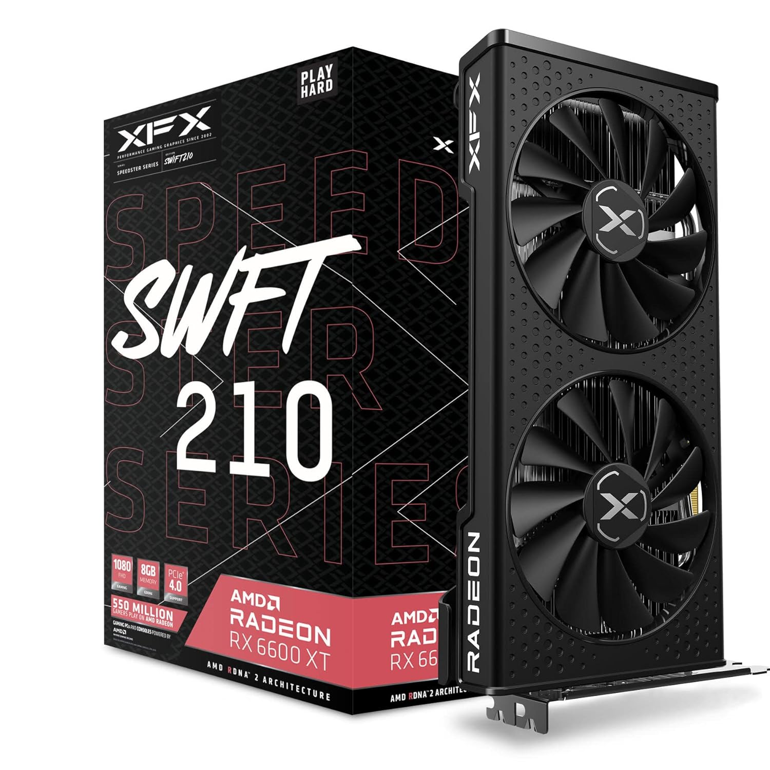 XFX Speedster SWFT210 Radeon RX 6600 XT CORE Gaming Graphics Card with 8GB GDDR6 HDMI 3xDP, AMD RDNA 2 RX-66XT8DFDQ XFX Speedster SWFT210 Radeon RX 6600 XT CORE Gaming Graphics Card with 8GB GDDR6 HDMI 3xDP, AMD RDNA 2 RX-66XT8DFDQ