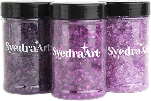 Miniatura 67 de Syedra - Juego de 3 piezas de vidrio triturado para manualidades, arte de resina, piezas de espejo de color triturado, 1 libra (amarillo)