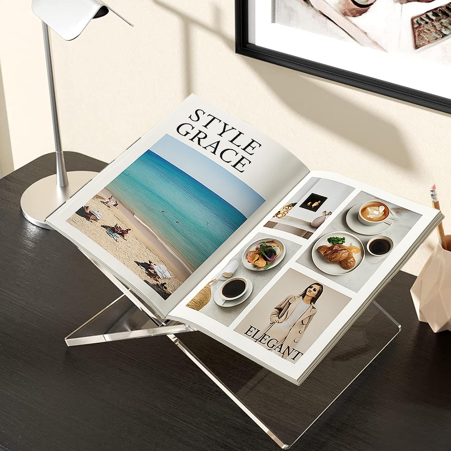 Acryl Boek Stand Clear Boek Houder voor Boeken, Krant, Tijdschriften, Leerboeken, Receptenhouder Foto Display Acryl Boek Stand Clear Boek Houder voor Boeken, Krant, Tijdschriften, Leerboeken, Receptenhouder Foto Display