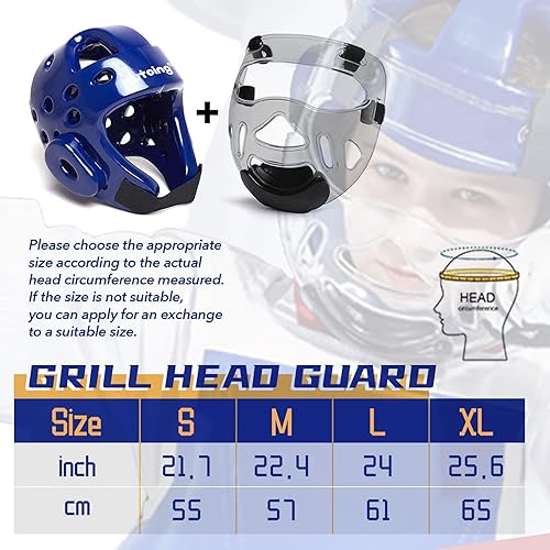 Miniatura 9 de Casco de karate para niños y adultos con protector facial, artes marciales MMA, casco suave de boxeo, equipo de cabeza de combate de taekwondo