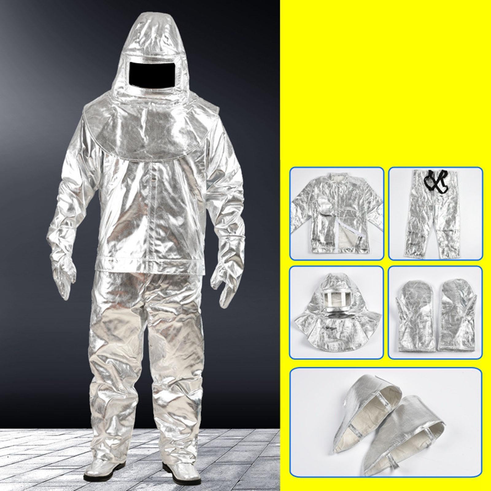 Fire Resistant Suit Set Feuerfeste Schutzanzug Hitzebeständige Aluminiumfolienkleidung Wärmeisolierender Anzug Flammhemmende für Feuerwehr