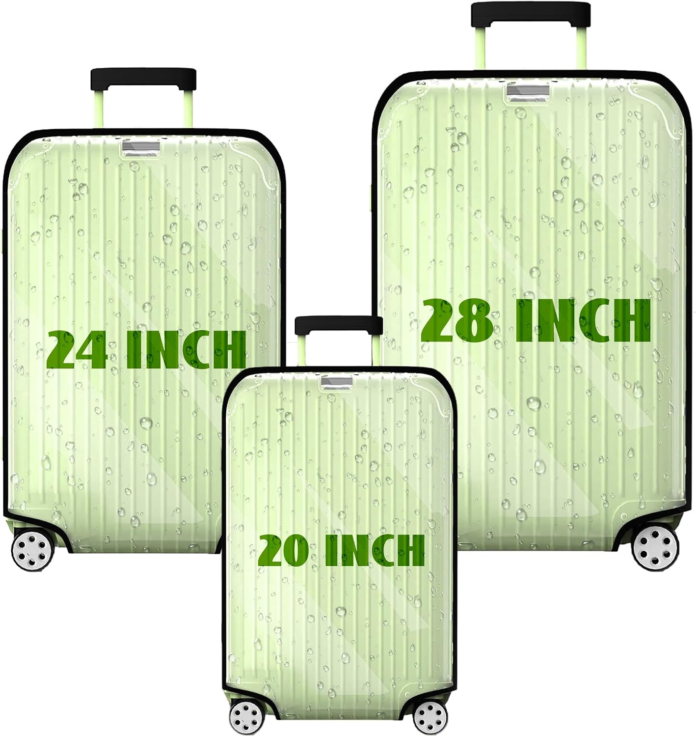 Luggage Cover Clear PVC Suitcase Covers for Luggage Suitcase Cover Protectors Waterproof Luggage Covers for Suitcase Tsa Approved Luggage Cover Protector 20Inch (20+24+28inch)