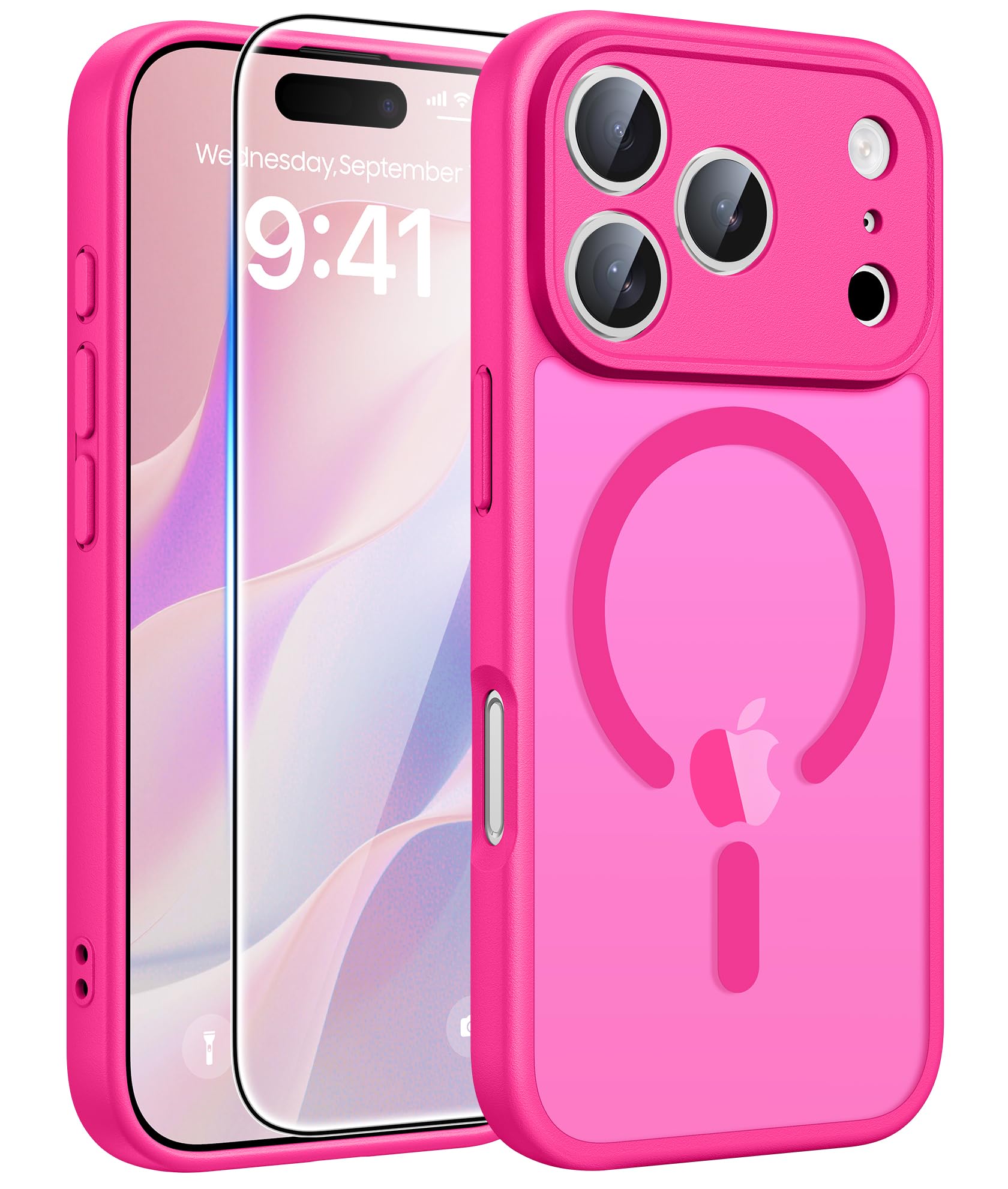 FNTCASE for iPhone 17 Pro Case: [Compatible with Magsafe] Translucent Matte Cases with [Full Camera Protection] [Screen Protector] Military Grade Shockproof Protective Phone Cover - Light Pink — view 41
