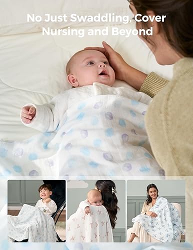 Miniatura 80 de Momcozy Mantas de muselina para bebés, niños y niñas, paquete de 4 mantas transpirables y agradables a la piel, esenciales para bebés, registro