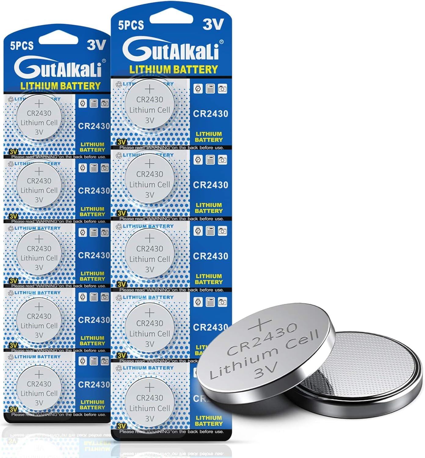 GutAlkaLi 10 Pack CR2430 Battery CR 2430 3V Lithium Battery