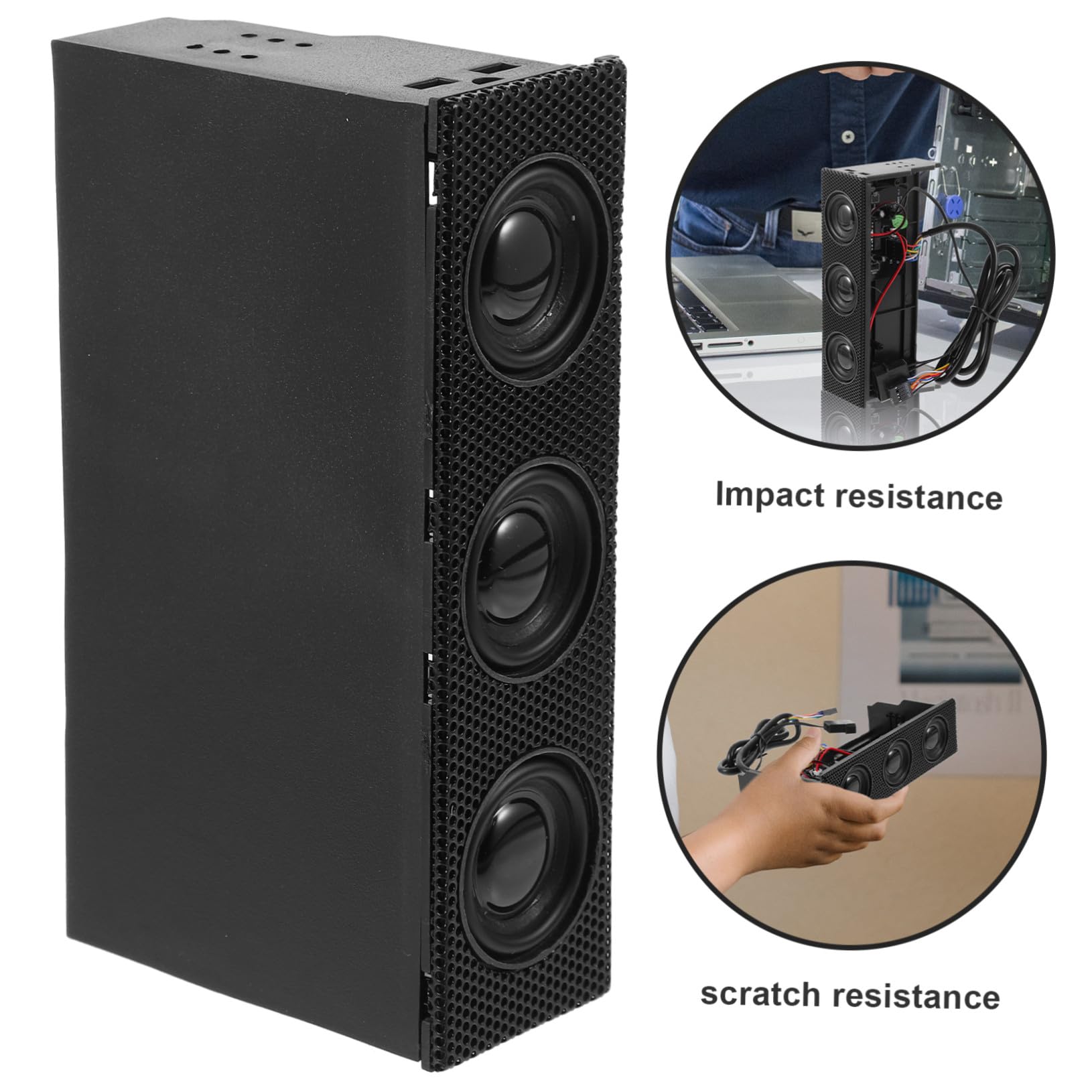 Altoparlanti Surround Stereo per Computer PC Pannello Frontale, Audio Nitido per Musica, Compatibili Case Desktop, Design Nero Moderno per Appassionati di Musica