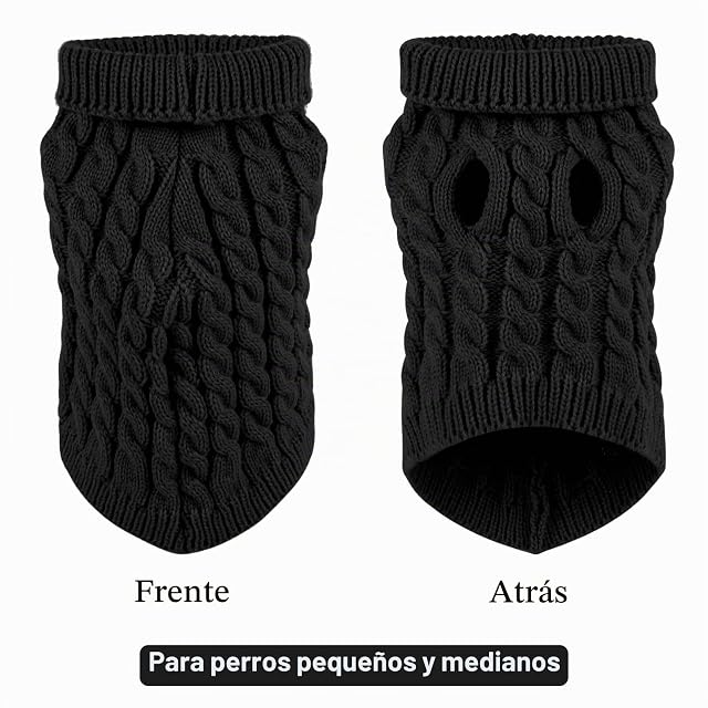 Foto 2 de 6 de Suéter de punto de cuello alto para perros y mascotas, abrigo de punto para calentadores de invierno