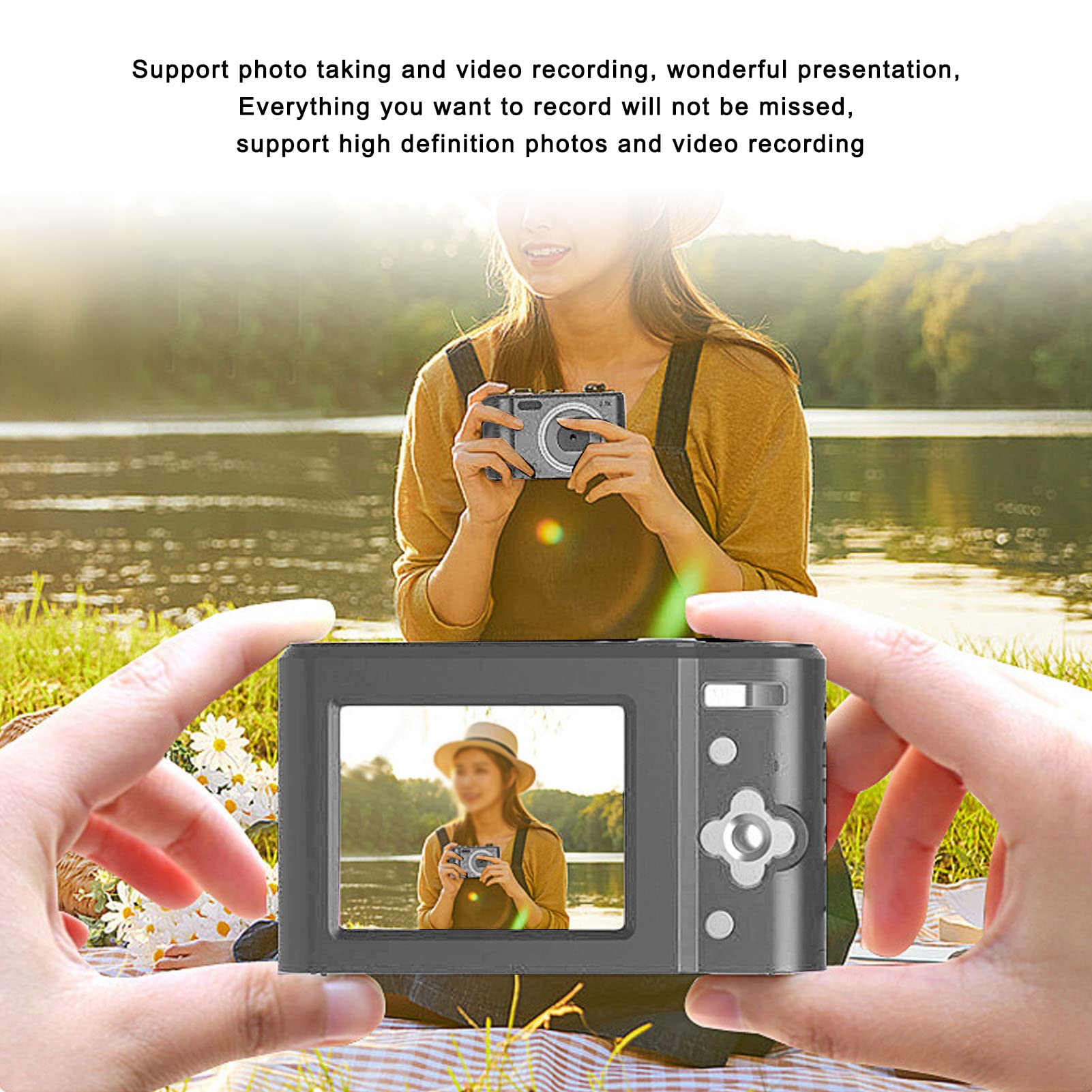Kamera dla Dzieci, Czarna 44MP 1080 Video Poziom Podstawowy CCD Odtwarzacz MP3 Automatyczne Ustawianie Ostrości Mały Aparat Cyfrowy, Aparat Cyfrowy dla Nastolatków Dzieci Chłopcy Dziewczęta Studenci S