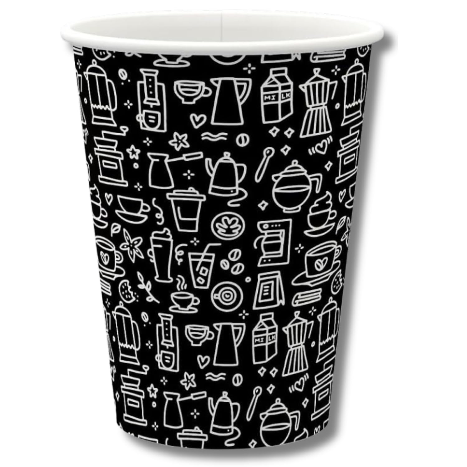 500 Bicchieri in Carta per Caffe Cappuccino Thè Nero Fantasy 100% Biodegradabili e Riciclabili in Cartoncino Rivestito in PE per Bevande Calde Monouso Usa e Getta (500, 240ml)