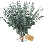 Dremisland 24pcs Eucalyptus Stems Decor Artificial Eucalyptus Leaves Real Touch Artificial Plants Faux Branches for Wedding Bouquets Table Centerpiece Flower Arrangement Farmhouse Home Decor (24PCS)