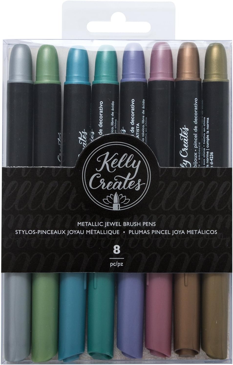 Kelly Creates Metallic Jewel Brush Pens, 8 Pack