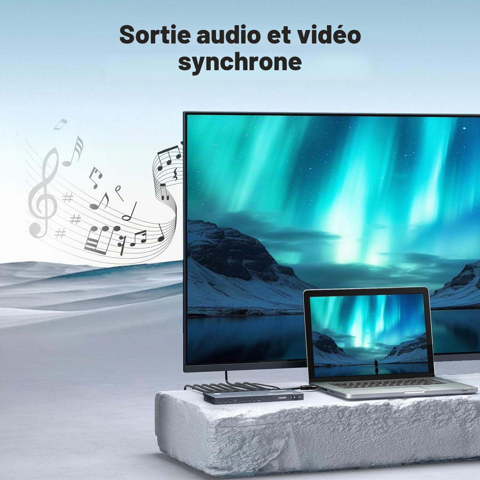 MT-VIKI 4K60Hz HDMI Splitter 1 in 8 Out simultané Distributeur HDMI 8 moniteurs Mirror 1x8 EDID HDCP 2.2 4:4:4 40m Transmission Longue Distance
