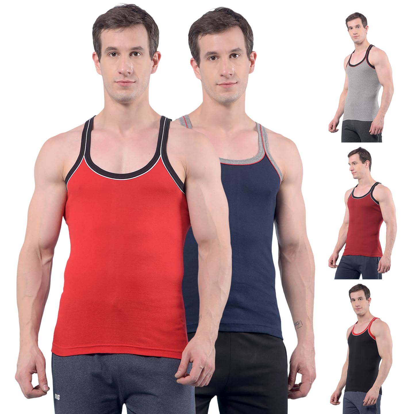 RKG Men’s Cotton Vest Assorted Colour| Sleeveless Innerwear Gym Vest for Men | Soft Breathable Fabric | Regular Fit Undershirt | From Dollar Brand-image-28