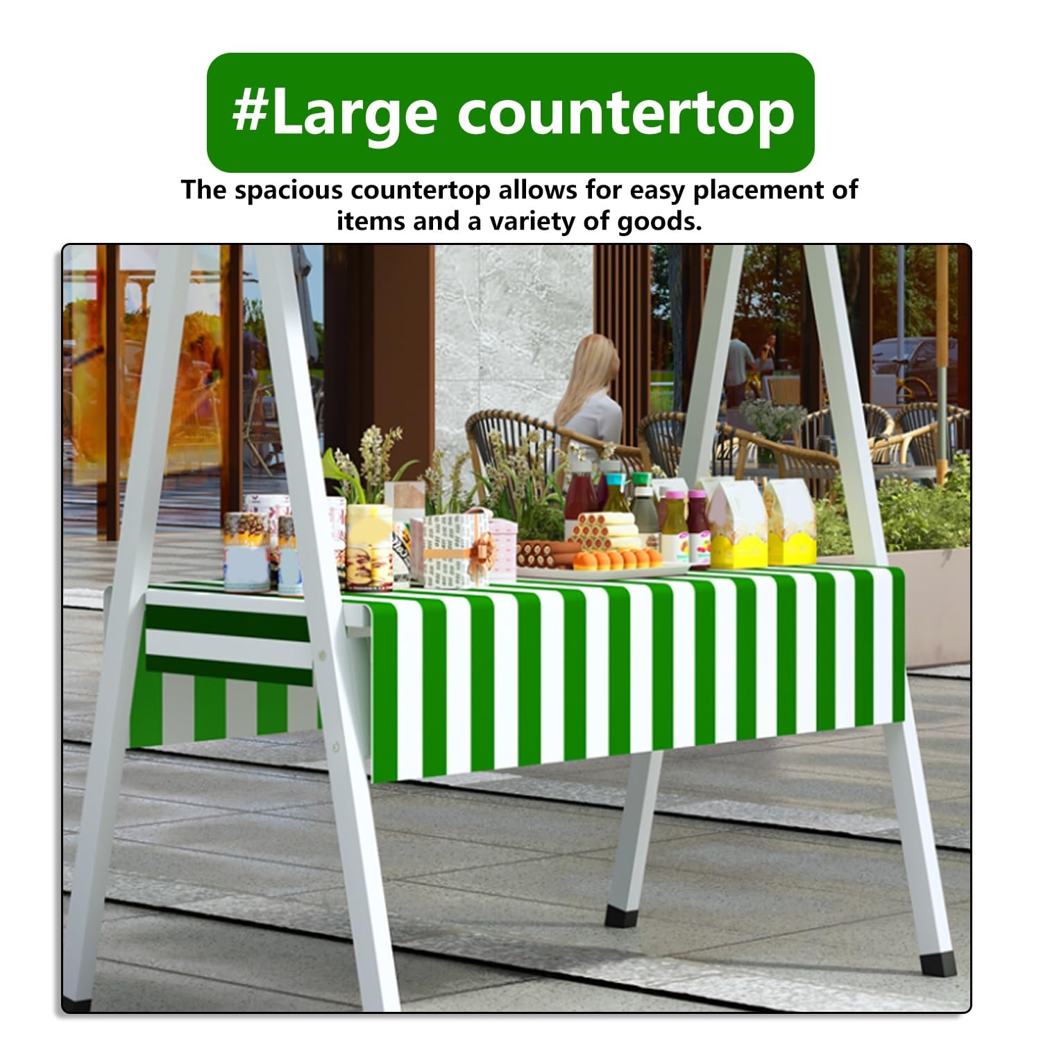 Carrello alimentare commerciale 180 cm verde hot dog e gelato stand cabina di concessione portatile per i mercati degli agricoltori Attrezzature per venditori di cibo di strada Stallo mobile per snack
