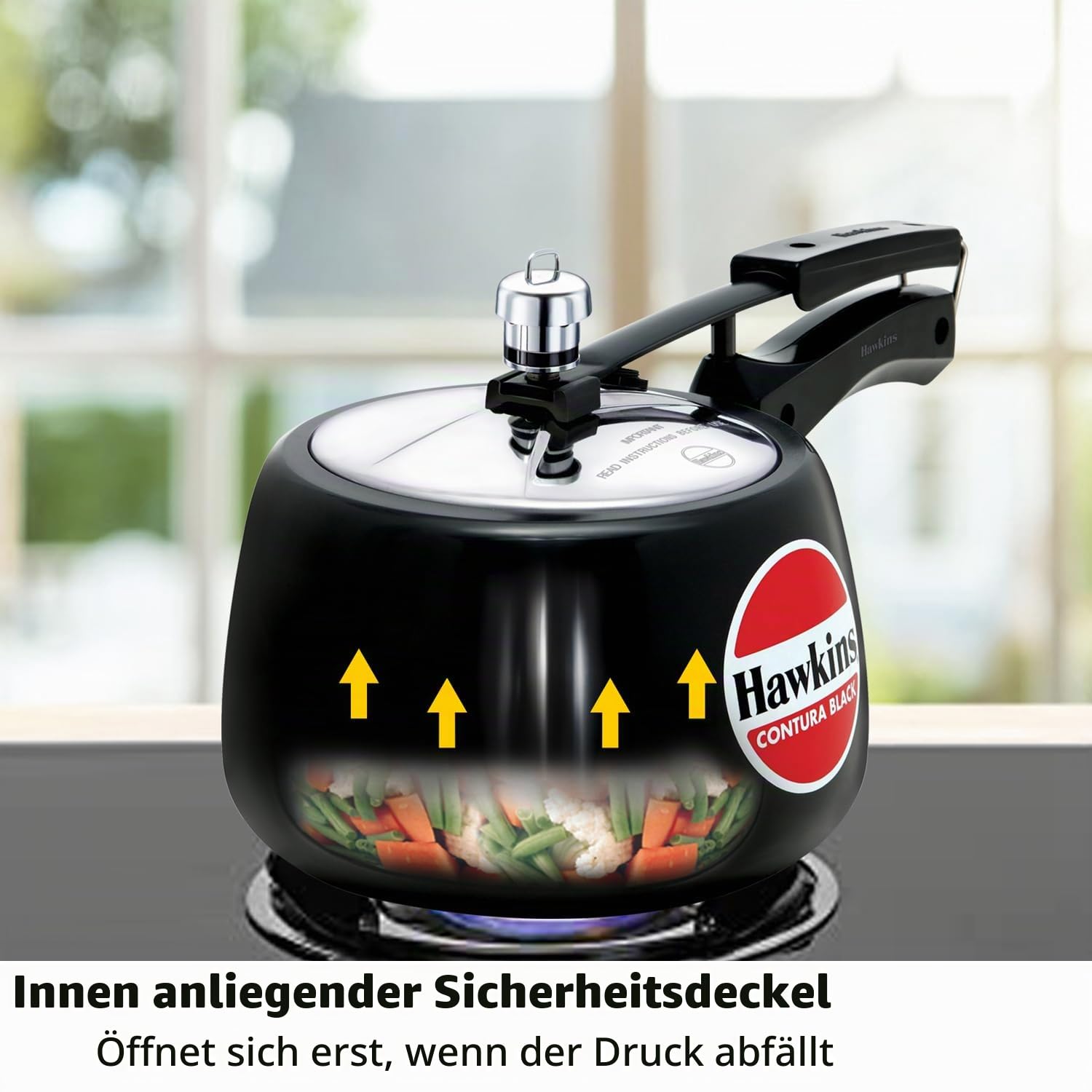 HAWKINS CB30 Harteloxiert Schnellkochtopf, aluminium, 3 liters, Contura Schwarz