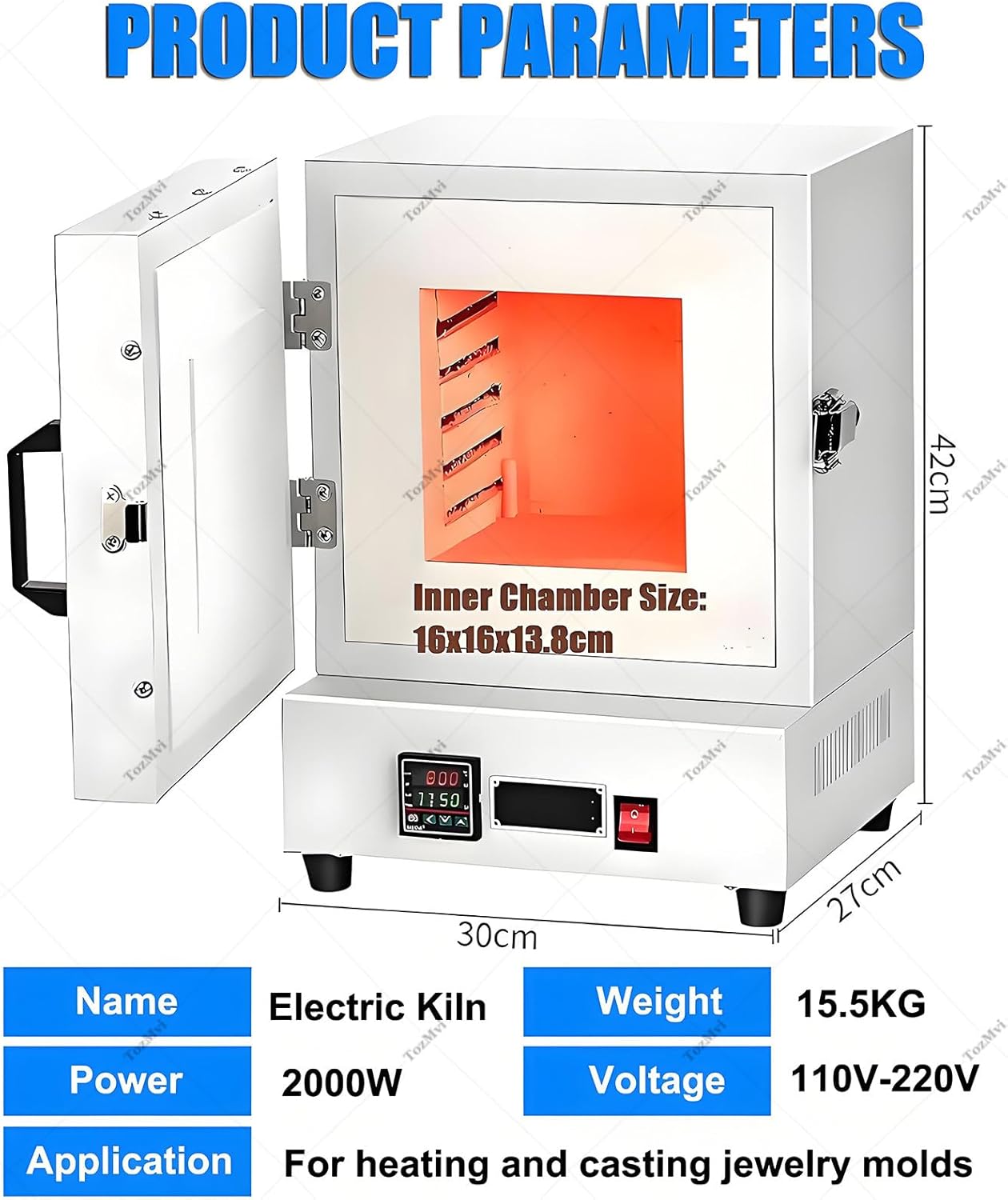 Electric Kiln for Jewelry Making, Metal Casting, Pottery Glazing,2000w Electric Ceramic Laboratory Muffle Furnace,Maximum Temperature 1150℃