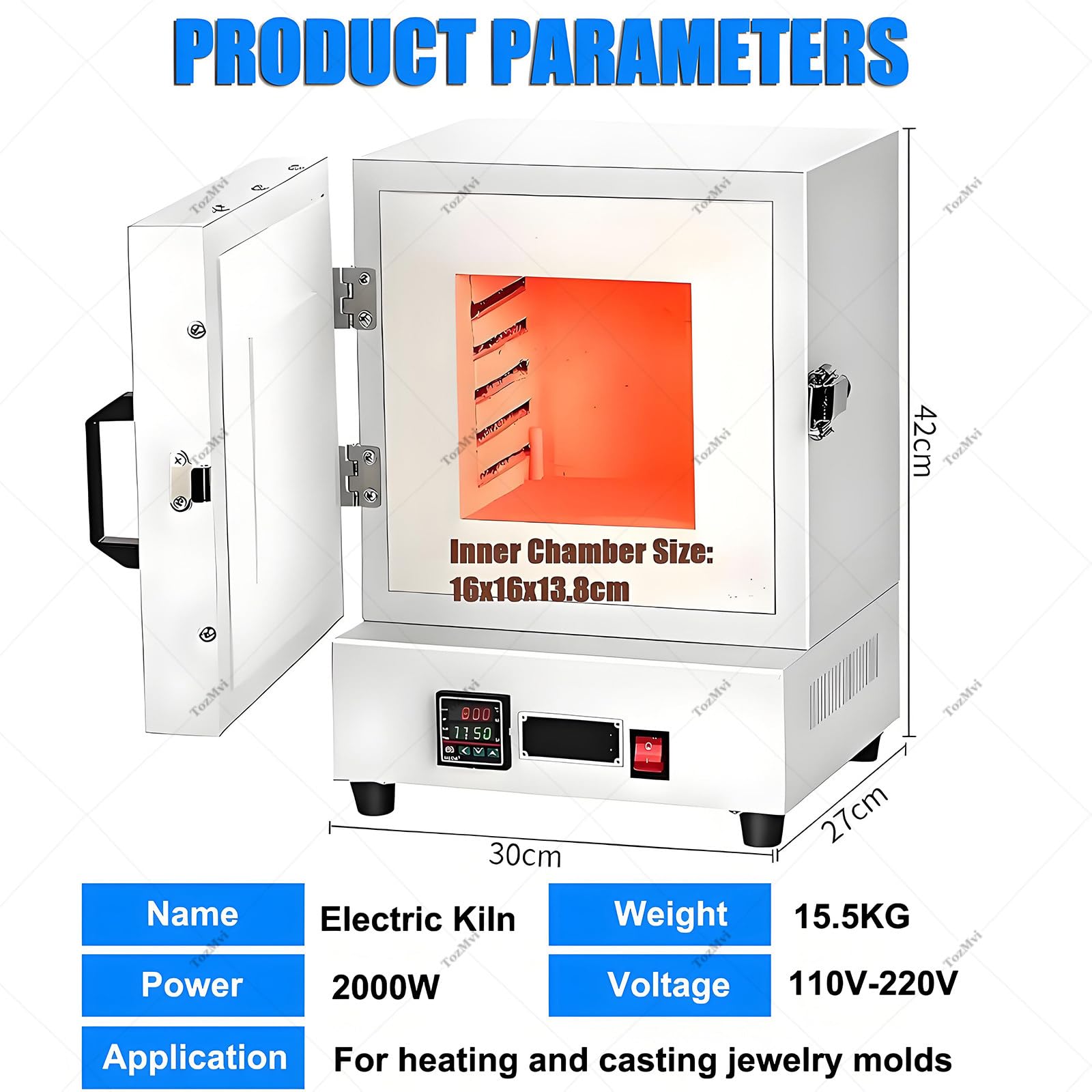Horno De Fusión De Alta Temperatura, Horno Eléctrico De Fusión, Horno De Mufla Eléctrico De Laboratorio para Cerámica, Horno De Cerámica De 2000 W, para Trabajos De Cerámica