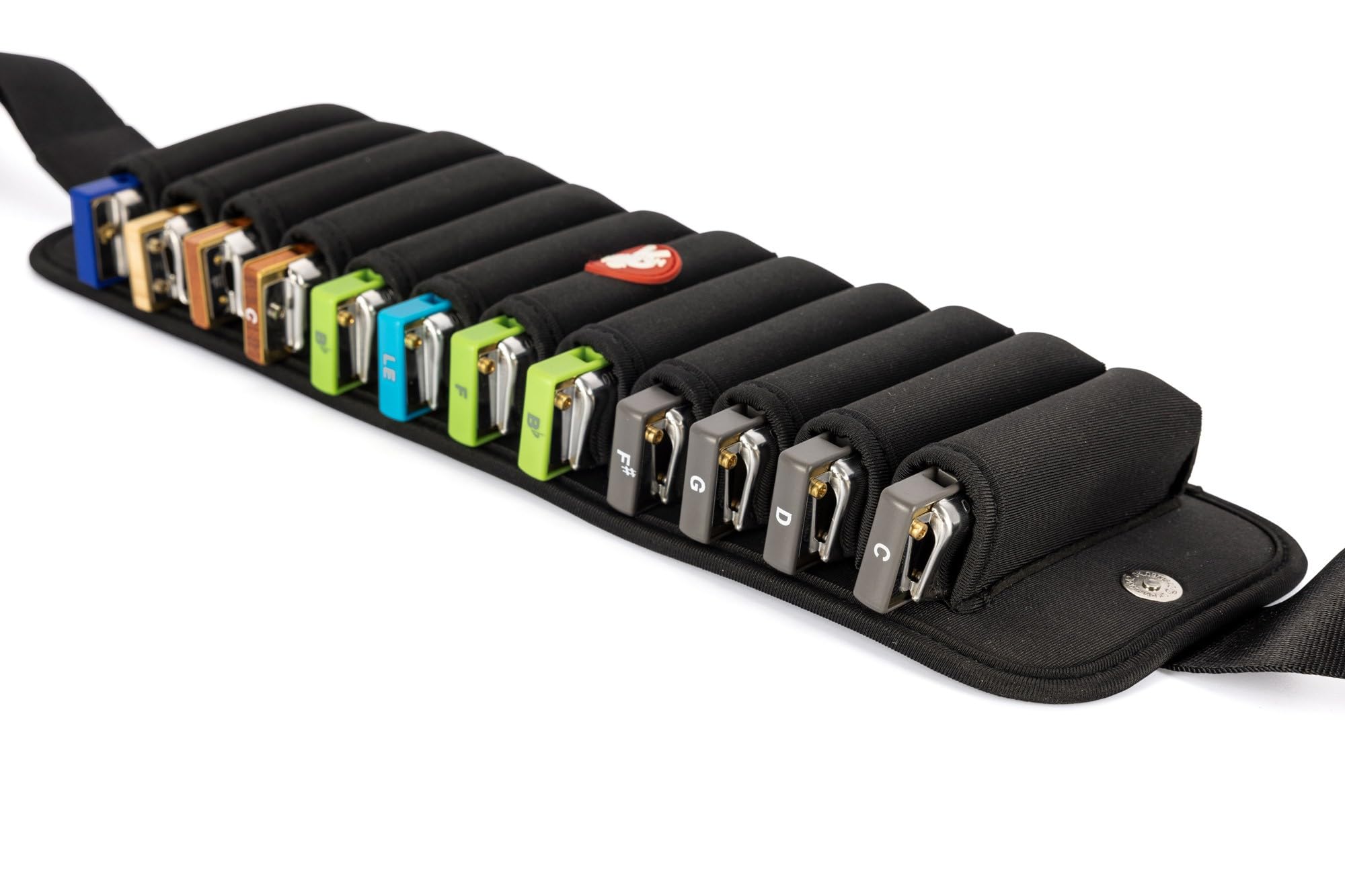 HOHNER Ceinture Flexbelt pour 12 harmonicas MZ91144 Noir en Plastique avec Étui et Sac Banane Noir extensible et lavable