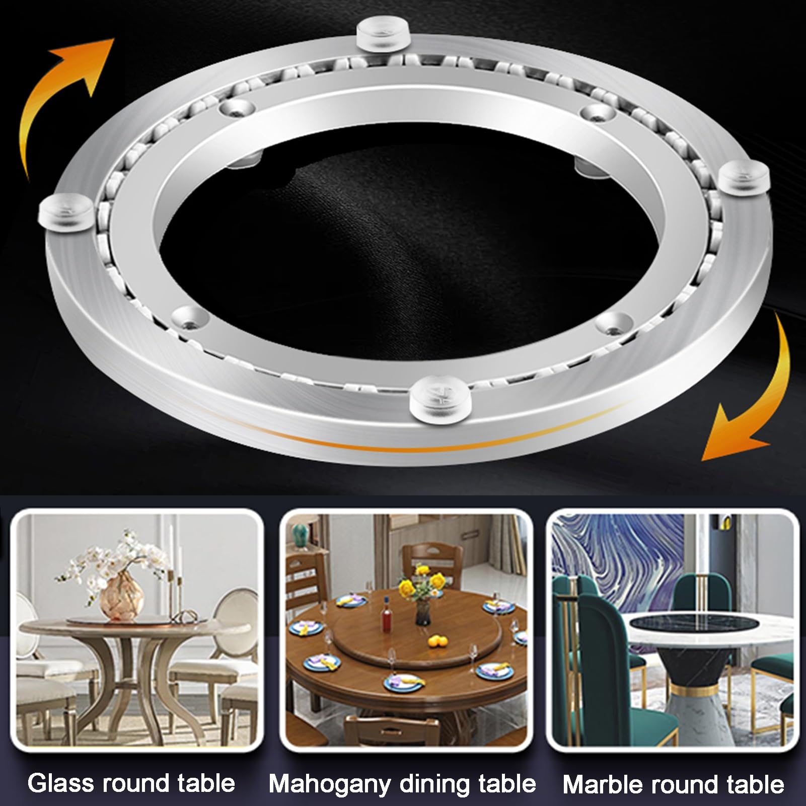 Susan Paresseuse Robuste Roulement Muet, Alliage D'aluminium Plateau Tournant, Pivotant Rotation Roulement Rond Restauration Tableau Lisse Assiette Matériel(45cm)