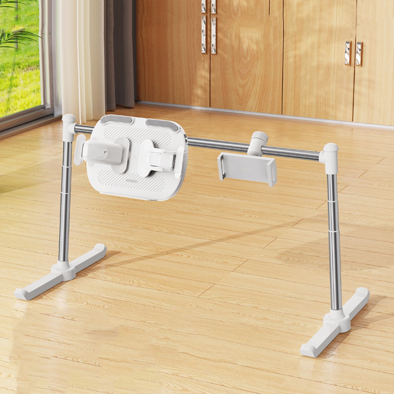 Soporte para libros para leer, altura ajustable y placa plana, diseño de doble cabeza, compatible con libros y tabletas para escritorio, sofá y suelo