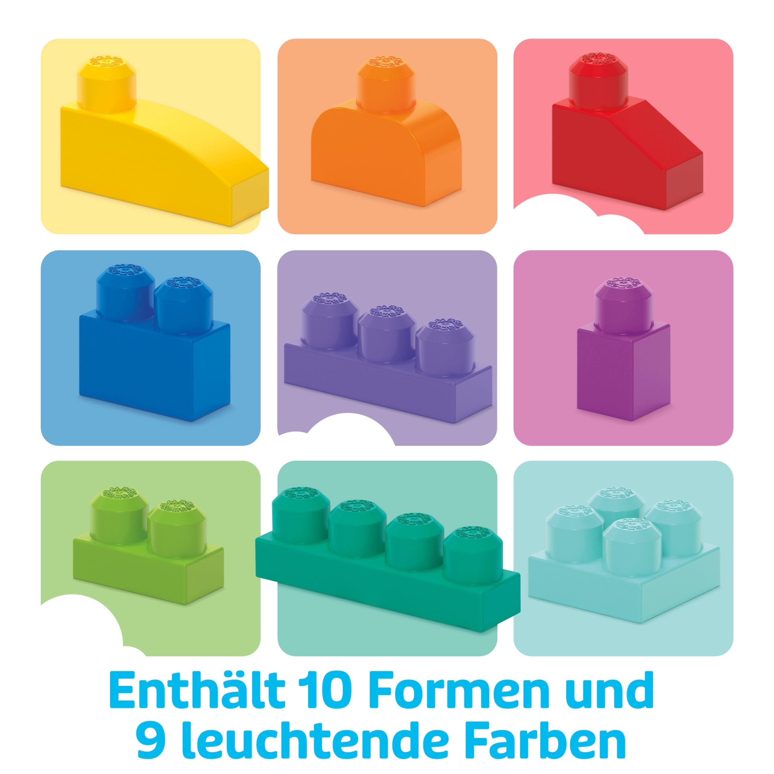 MEGA BLOKS Fisher-Price Bausteine für Kleinkinder, großer Bausteinebeutel mit 80 Teilen und Aufbewahrungsmöglichkeit, Blau, Geschenkideen für Kinder ab 1 Jahr, DCH63