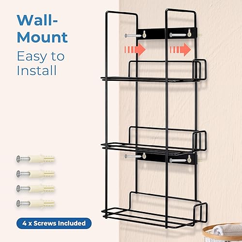 Miniatura 4 de FMP Brands Soporte de triple guante para montaje en pared, soporte de caja de guantes desechables para servilletas, organizador de metal duradero