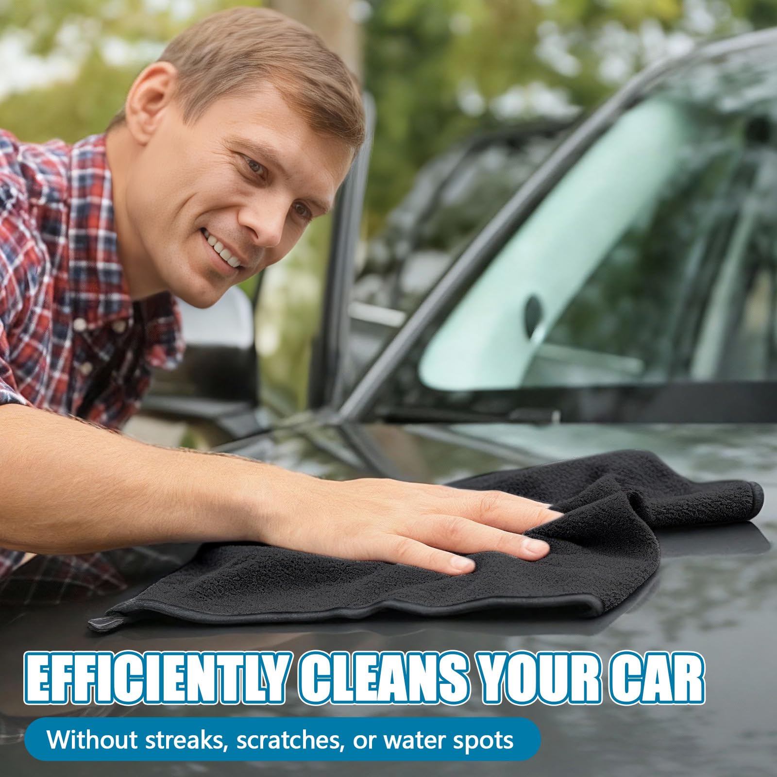 Tegeme 4 Pack Car Drying Towel 48 x 24 Extra Large Microfiber Towels for Car Detailing Ultra Absorbent — view 6