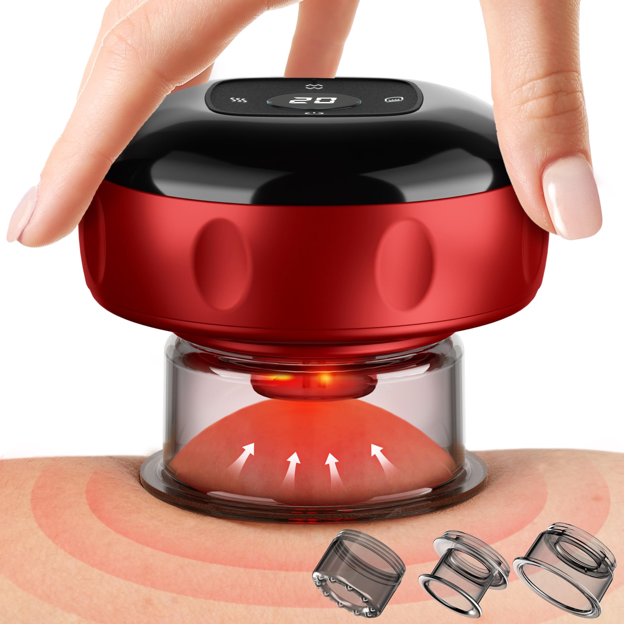 Smart Cupping Therapy Massager, 7 in 1 Red Light Cupping Therapy Set with 2 Modes for Targeted Pain Relief, Muscle Soreness,Tighter Skin,Cupping Kit with 12 Levels Suction and Heat,1 Pack