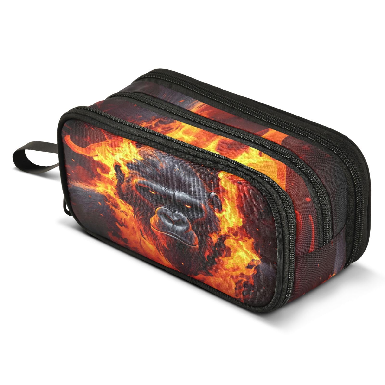 ALAZA Fierce Gorilla King Kong Pencil Case Large Capacity Pencil Pouch Box Boys Girls School Supplies Pen Case Bag with Handle 3 Compartments Zipper