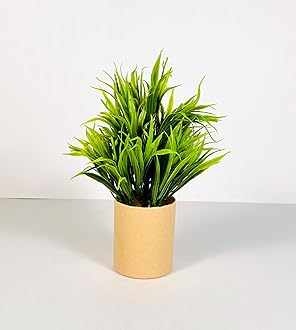 Dekorly Artificial Potted Plants, Artificial Plastic Eucalyptus Plants Small Indoor Potted Houseplants, Small Faux Plants for Home Decor Bathroom Office Farmhouse (Cylinder Brown Pot)