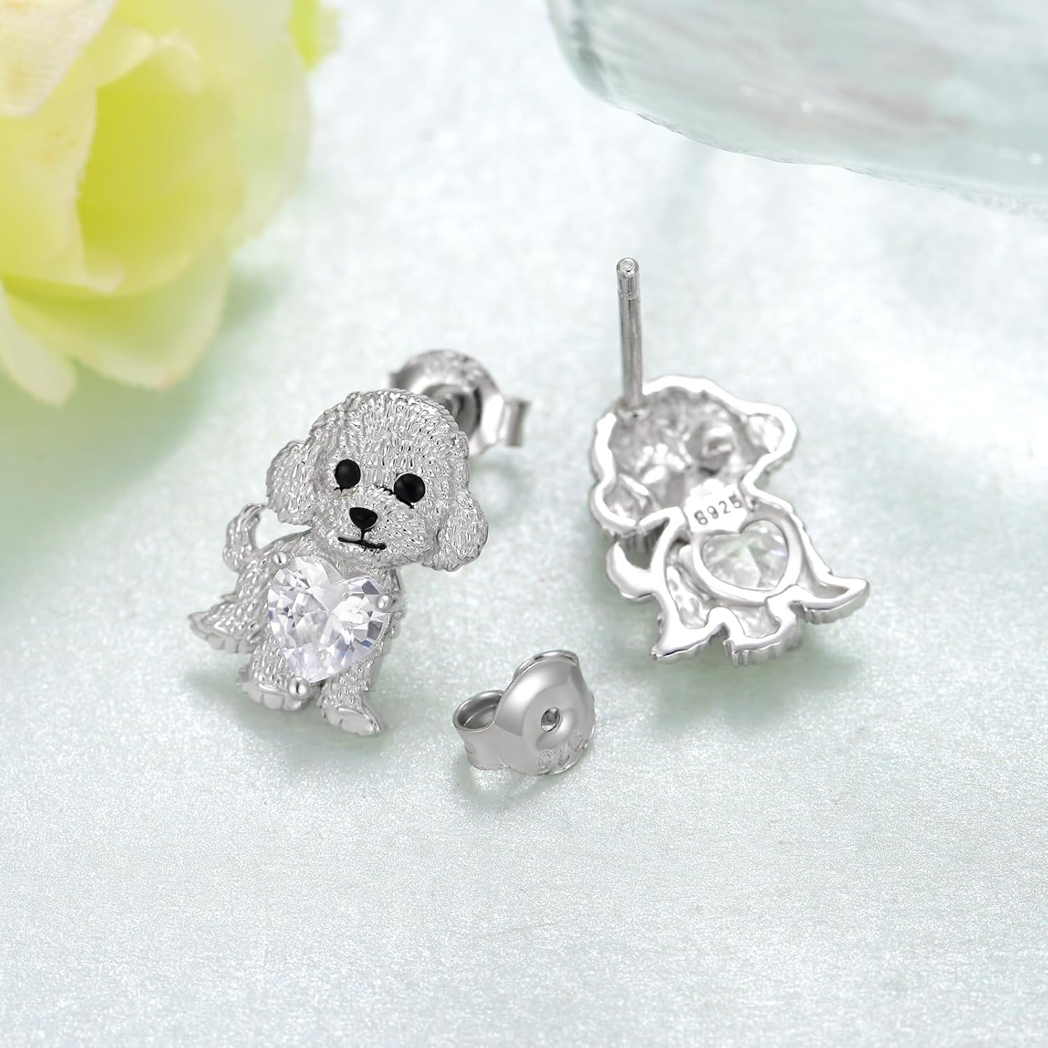 Dog Earrings 925 Sterling Silver Pug/Poodle/Westie/French Bulldog/Pit bull/Basset Hound Earrings Dog Jewelry Gifts for Women