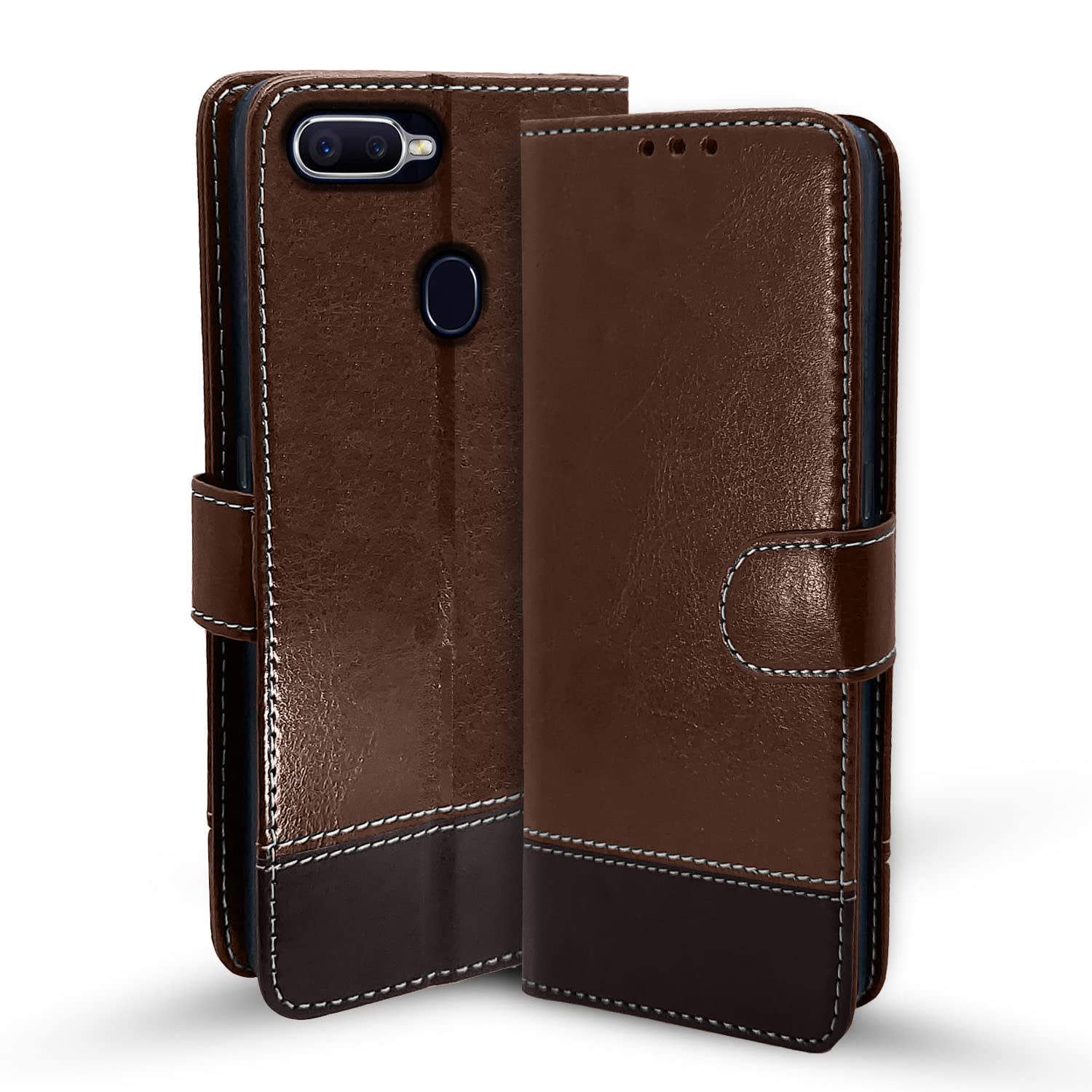 Pikkme Oppo F9 / F9 Pro / A5 / A5s /A7 / A11k /A12/ Realme 2/2 Pro/Realme U1 Flip Cover | Dual-Tone PU Leather Finish | Wallet Style & Stand | Magnetic Flip Case (Brown & Coffee) (B0B9NGCZVN) Amazon Price History, Amazon Price Tracker