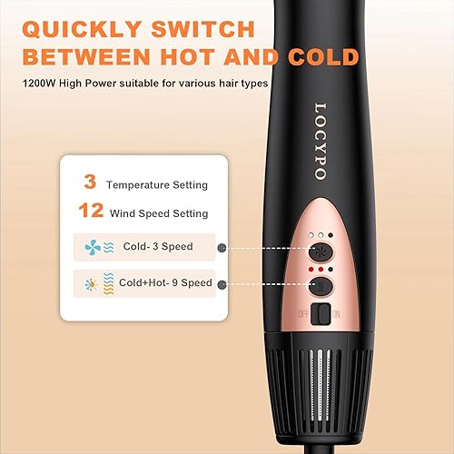 Miniatura 7 de Moldeador de aire de alta velocidad 6 en 1, secador de pelo profesional de 110,000 RPM, secado rápido sin daños por calor, rizadores de envoltura