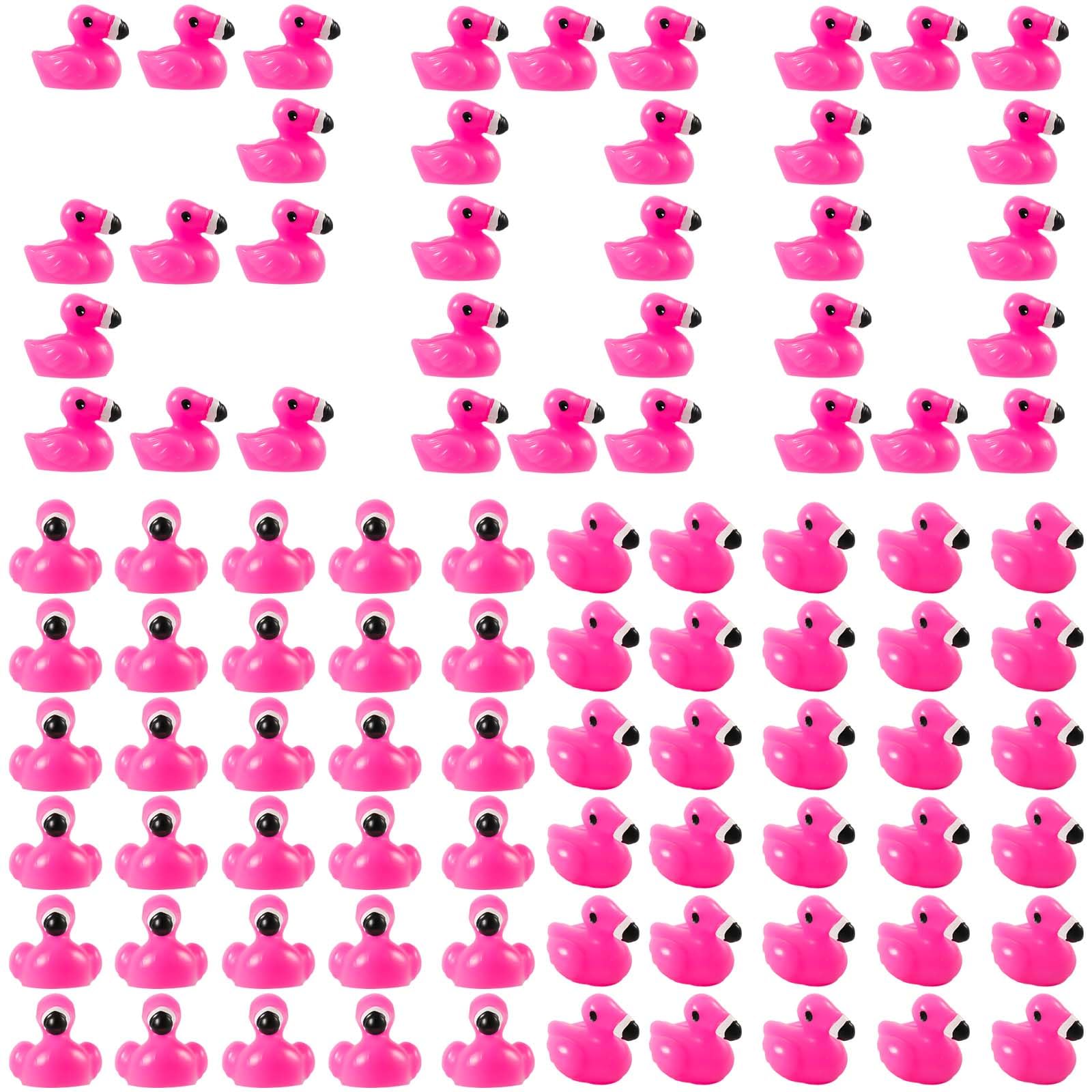200pcs Mini Rubber Flamingo Ducks, Miniature Resin Flamingo Figurines Rose Red Cute Tiny Plastic Animal Toy Party Favors Decorations for Garden Landscape Dollhouse DIY Craft