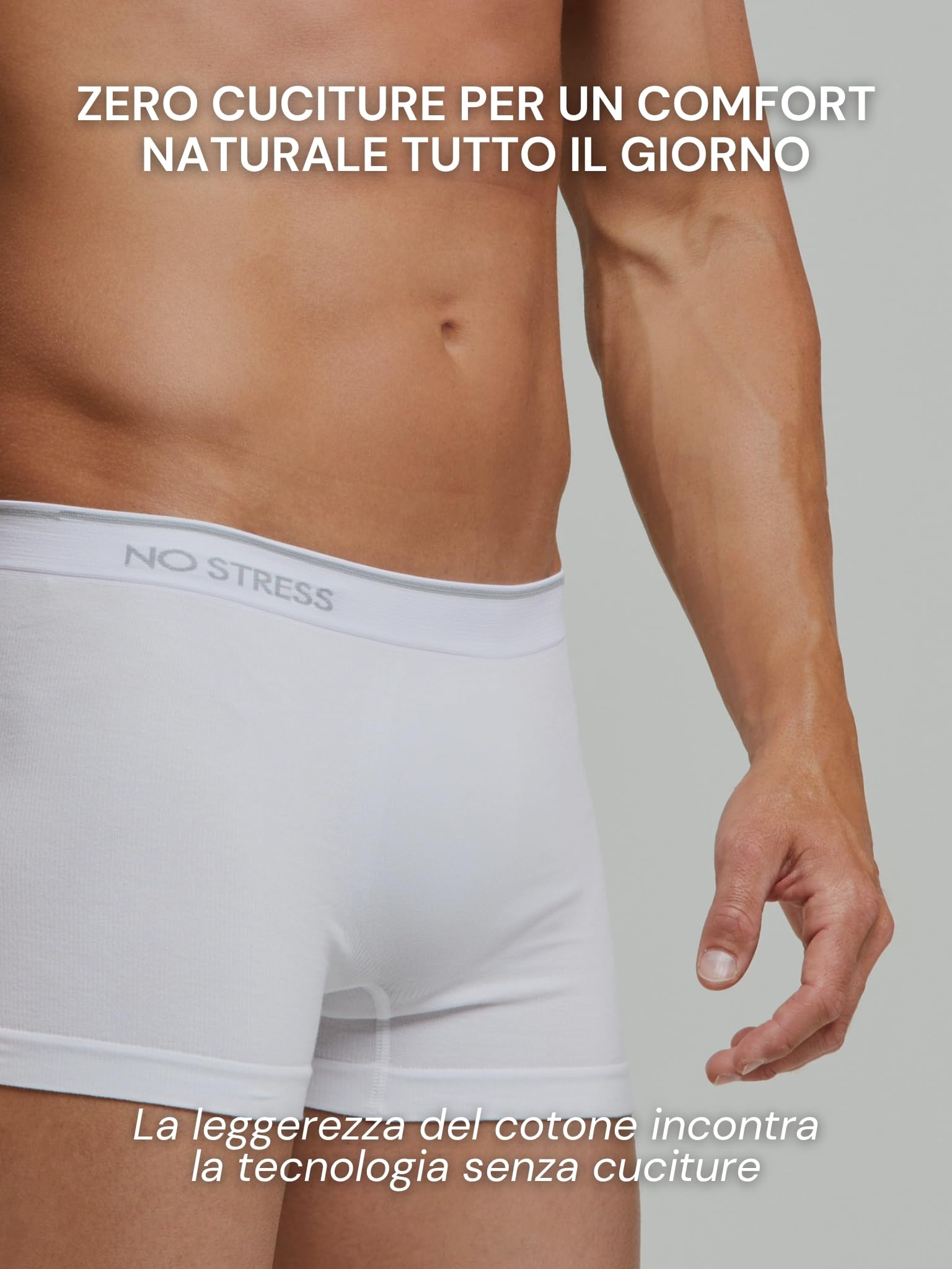 POMPEA 3 Pezzi Boxer Uomo in Cotone Elasticizzato Seamless, Mutande con Cinturino Elastico Logato