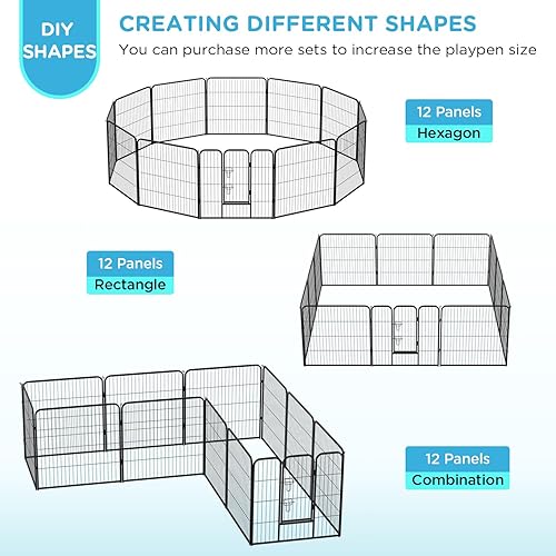 Vista 137 de BestPet - Corralito de 24/32/40 pulgadas de altura para perros de todos los tamaños, 8/16/24/32 paneles, para ejercicio al aire libre, con puertas