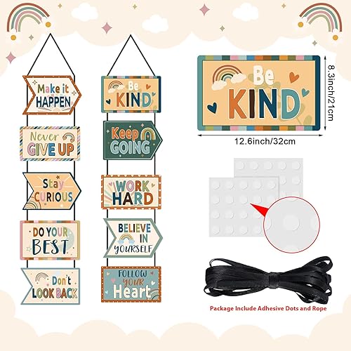 Miniatura 2 de Fulmoon Banners de decoración de aula bohemios, carteles motivacionales para porche, póster inspirador para puerta, afirmaciones, decoración de