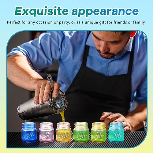 Miniatura 5 de Tessco 36 vasos de chupito con tapas de 2 onzas, aptos para lavavajillas, para bodas, fiestas, hogar, bar, bebidas, regalos para postres (color