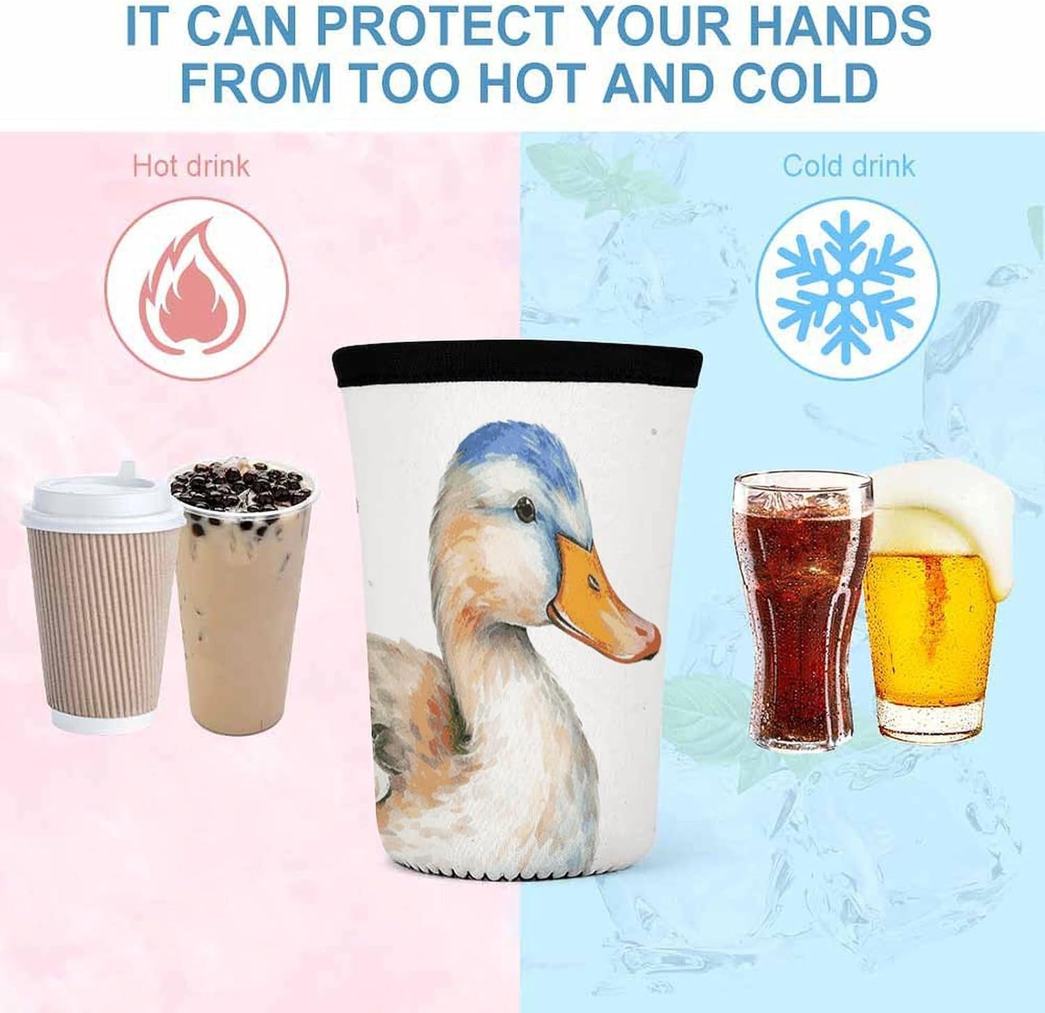 3 Pack Neoprene Cup Sleeves, Stretchy Reusable Drink Cup Cover Universal