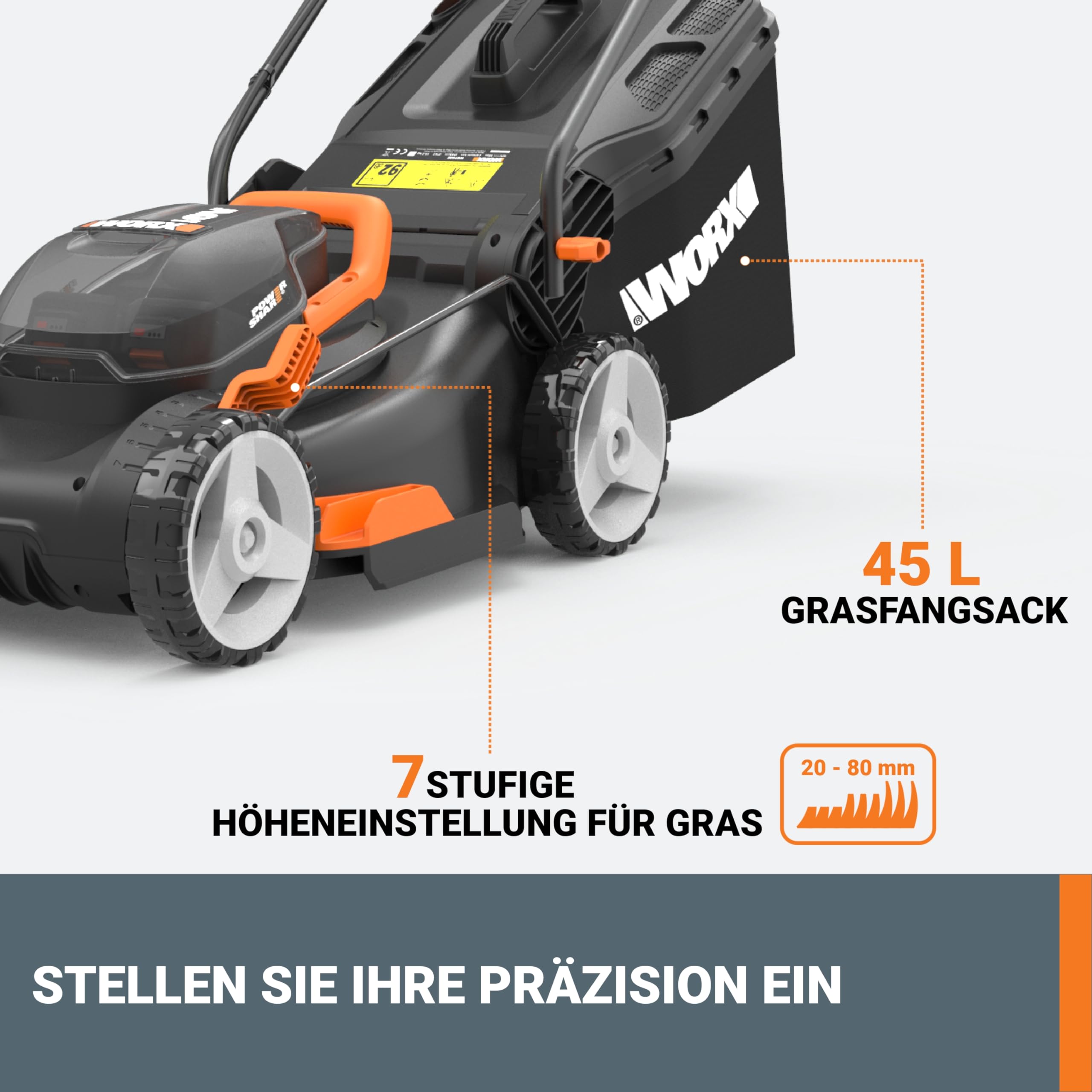 WORX Nitro WG734E Profi Akku-Rasenmäher 40V, 40 cm Schnittbreite, Elektrischer Rasenmäher (inkl. 2x4,0 Ah PowerShare PRO Akkus & Dual-Ladegerät)