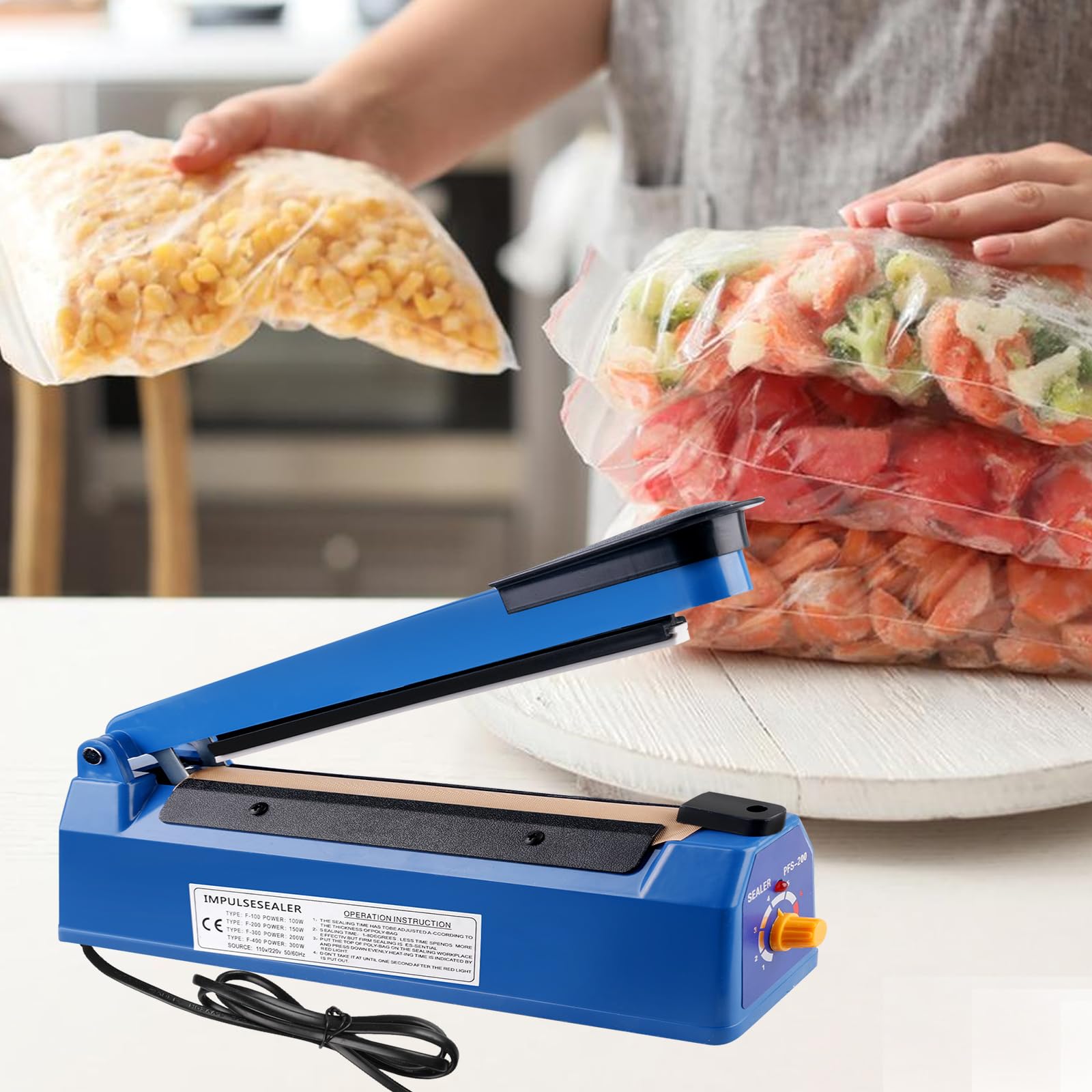 Dispositivo de sellado térmico de 300 mm con ancho de sellado de 3 mm, máquina de sellado de barras, máquina de sellado de bolsas, máquina de sellado, máquina de sellado manual para bolsas de