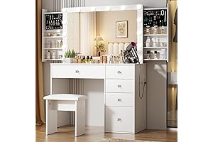 Vowner Vanity Desk with Mirror and Lights: Elevate Your Home Glam Station