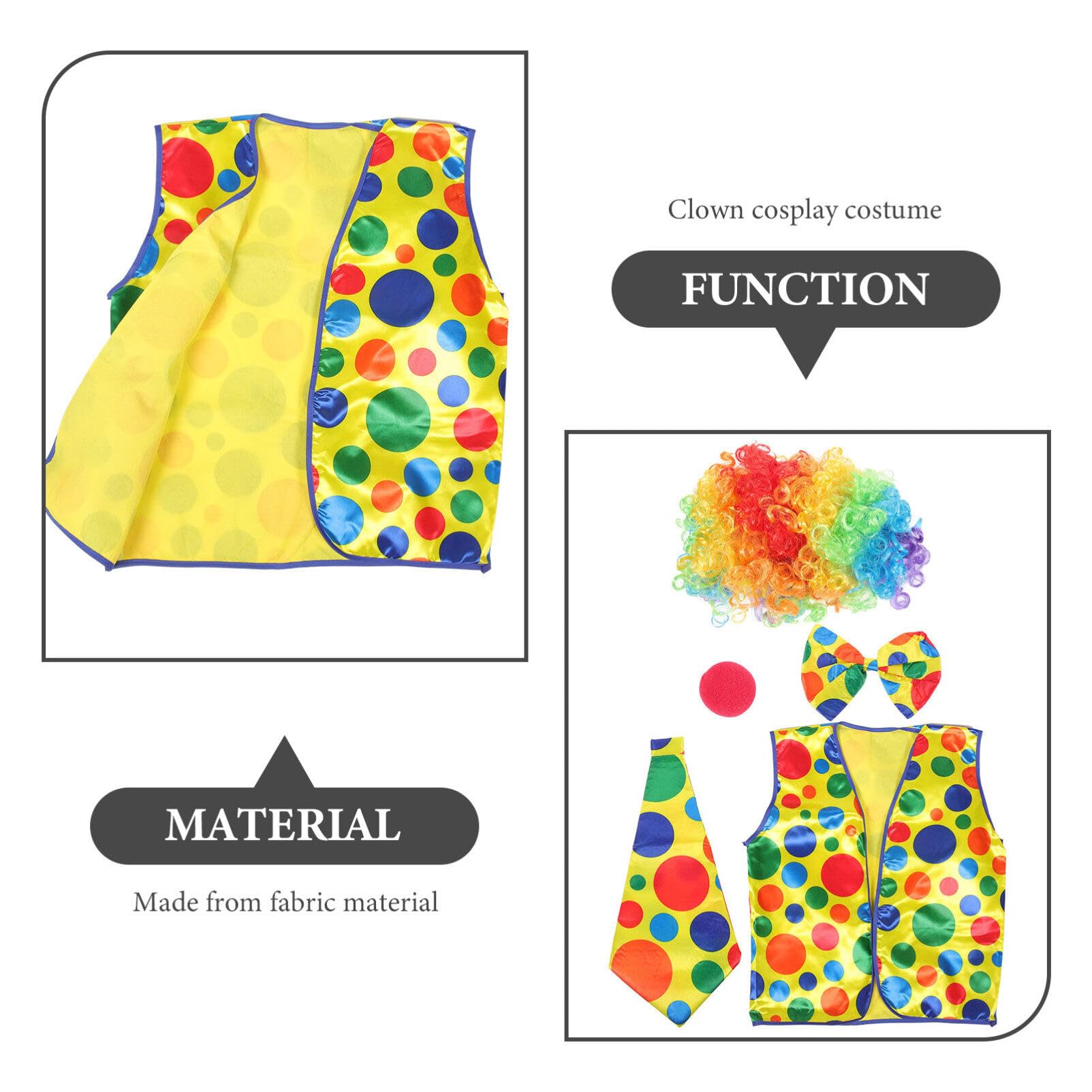 GALPADA Set Accessori Costume Clown per Halloween Parrucca Riccia e Naso, Facile da Indossare e Compatto per Feste di Compleanno e Intrattenimento