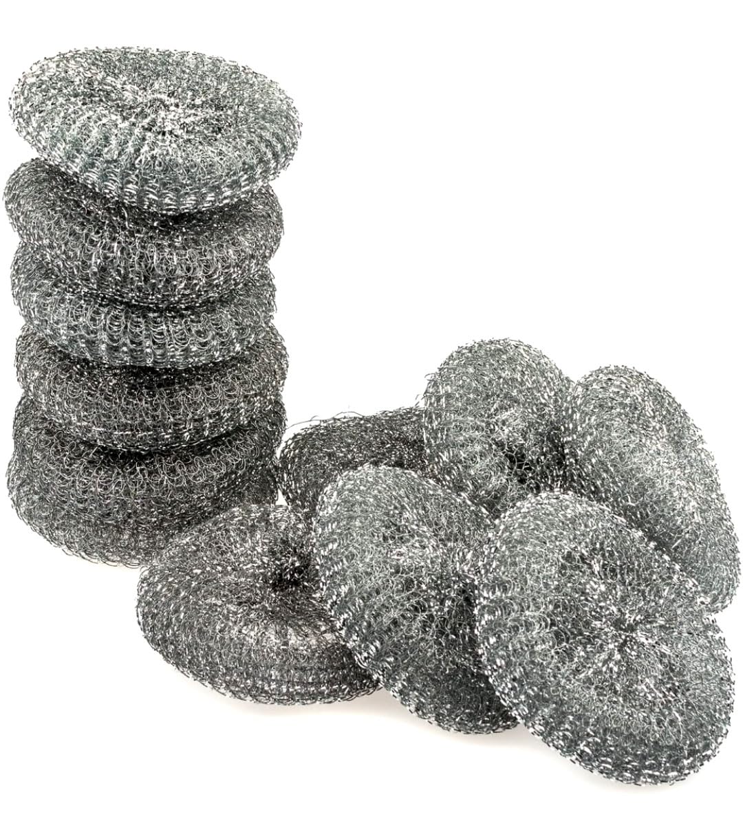 Kitchwish Round Metal Scrubber Brush for Dishes Pot Dish Cookware Cleaner Stainless Steel Scrub (Large, Pack of 12)-image-40