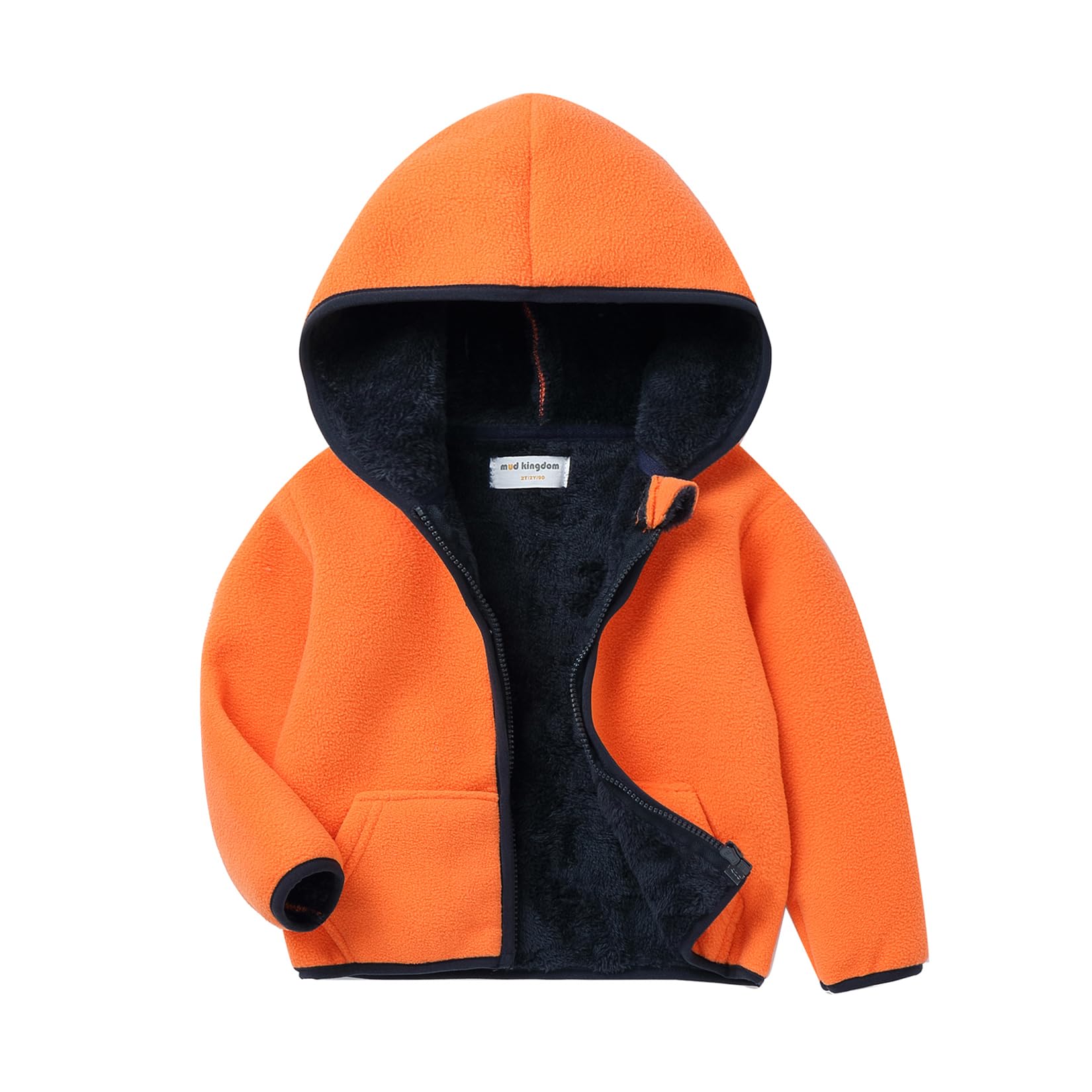 Mud Kingdom Boys Girls Polar Fleece Jacket with Hood Winter Thick Warm Outerwear Funny Cartoon