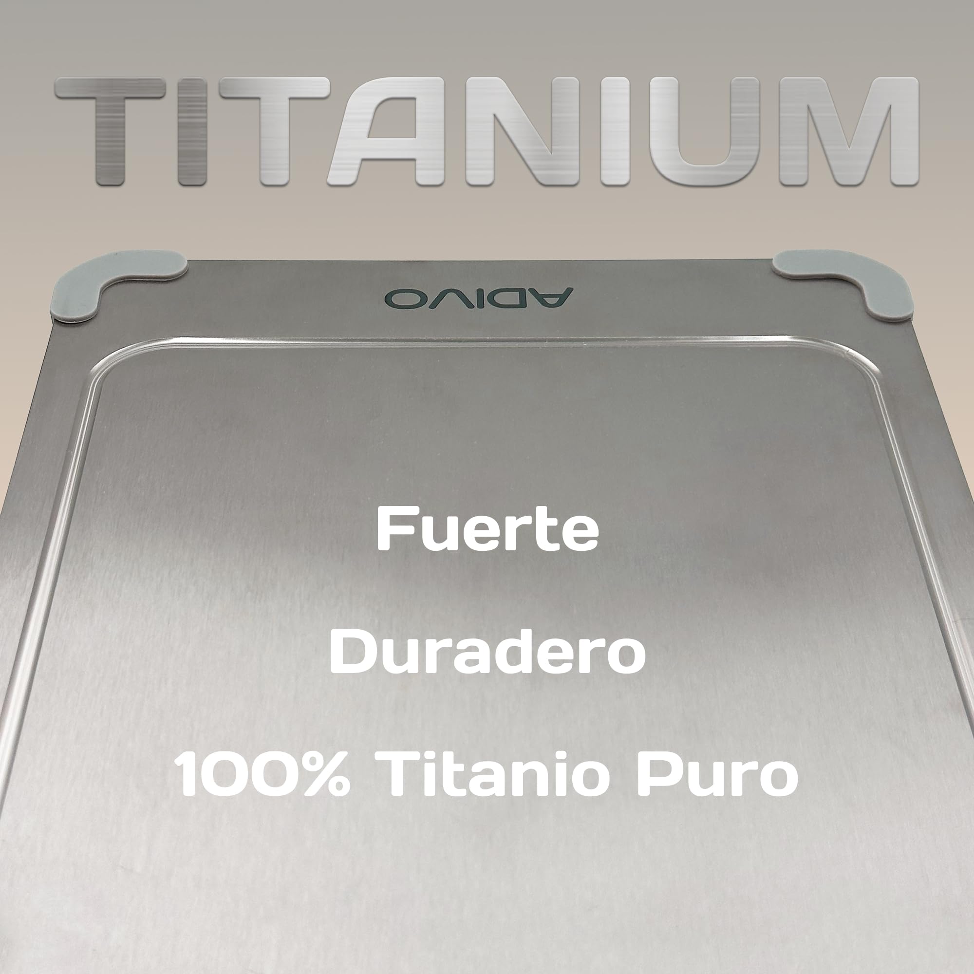 adivo Tabla de cortar de titanio 100% puro, utilizable por ambos lados, ultrafina y ligera, antibacteriana, inoxidable, fácil de limpiar, 34 × 23 × 0,15 cm