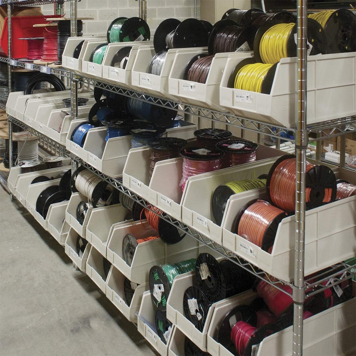 Akro-Mils 30358 1800 Series AkroBin Plastic Stacking Storage Bin, (20-1/2-Inch L x 11-Inch W x 7-Inch H), Beige, (6-Pack)