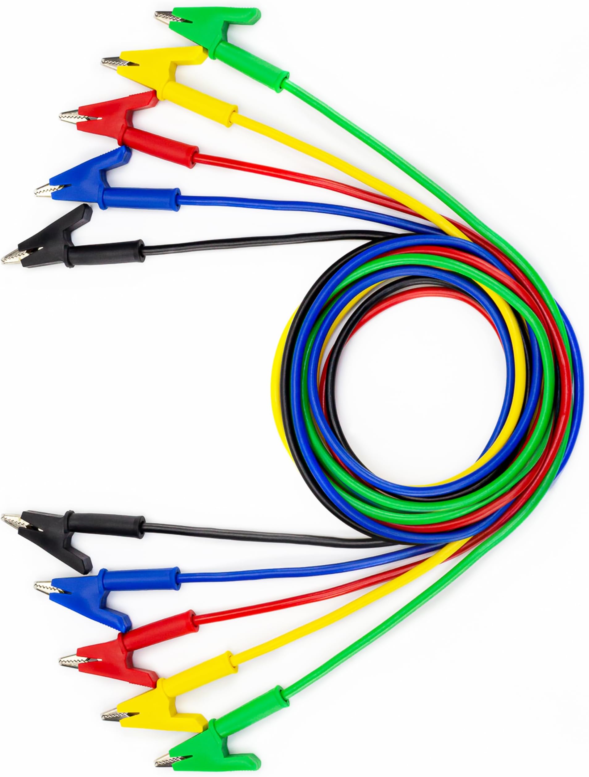 5PCS Alligator Clips Electrical Test Leads Set, 15A Jumper Wires Heavy Duty with Protective Copper Clips, Premium Cables for Electrical Testing, Experiment, 5 Colors 39.6 inches