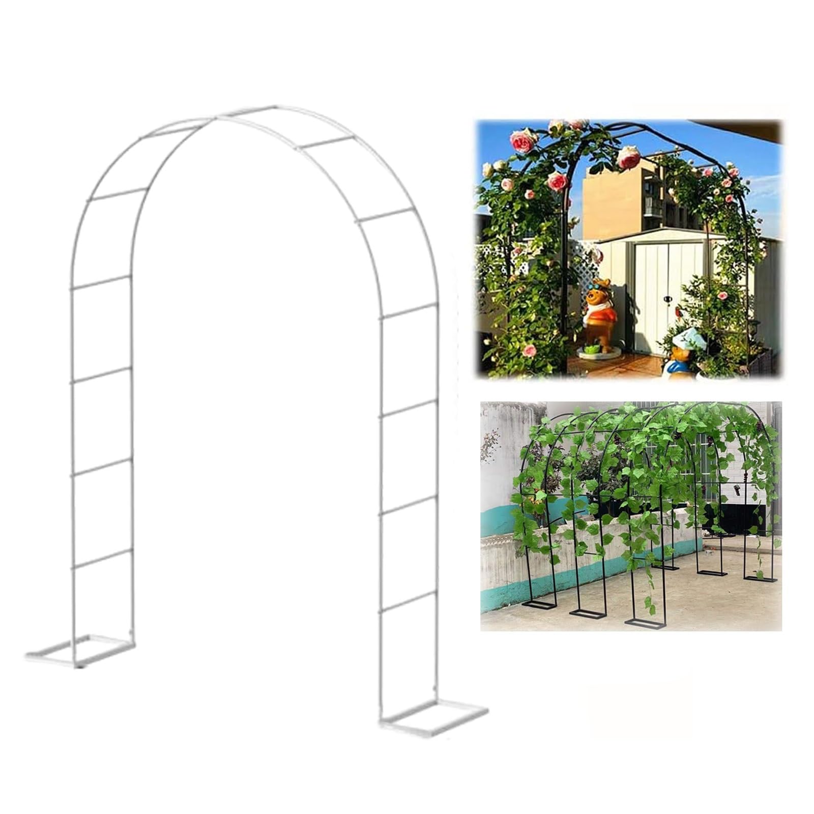 HJXGQJM Torbogen Aus Metall Stabil, Garten-Torbogen Rankgitter Rosenbogen,Dekos Hochzeitsbogen Rosenbogen Rankhilfe Torbogen Für Kletterpflanzen, Garten Halbbogen(White,1.4x2.3x0.4m)